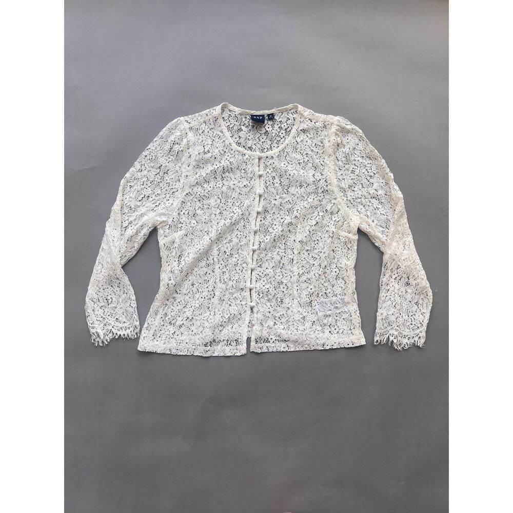 Coquette boho sheer white lace top GAP size M cottagecore